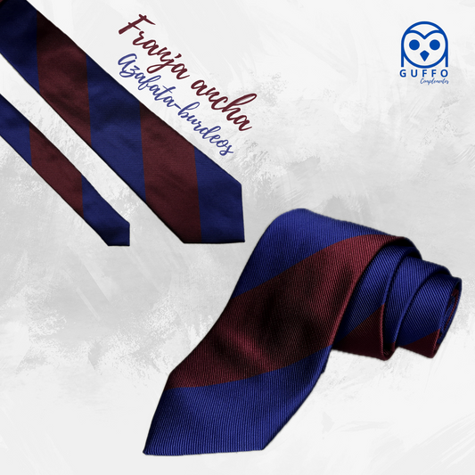 CORBATA FRANJA ANCHA (AZAFATA-BURDEOS)